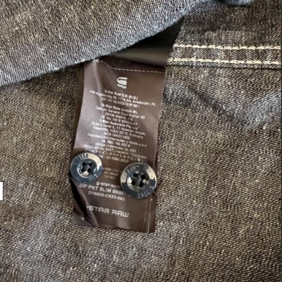 G-Star men's shirt M dark blue denim L/S slim fit zip pocket New without Tag - Picture 9 of 13